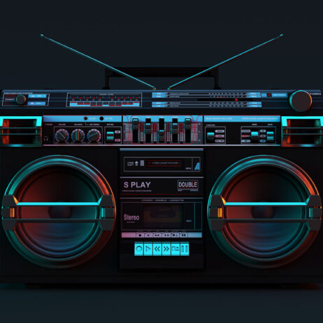 Boombox Moody 80s lighting 3d illustration